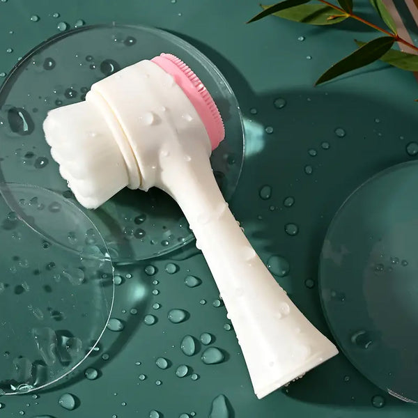 2 in 1 Facial Brush Cleansing Face Scrubber for Sensitive, Delicate, Dry Skin (1 Pc)